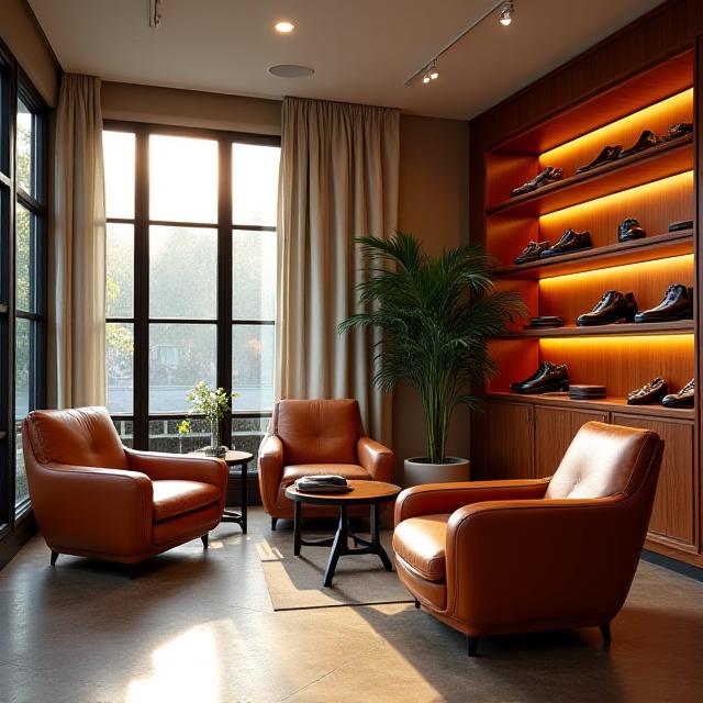 NeoVinci Footwear의 고풍스러운 비스포크 상담실 전경
